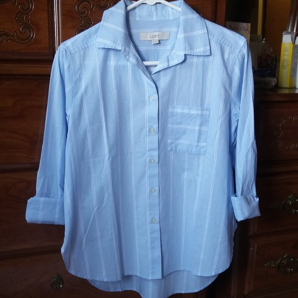 New LOFT Striped Relaxed Everyday Shirt XS
